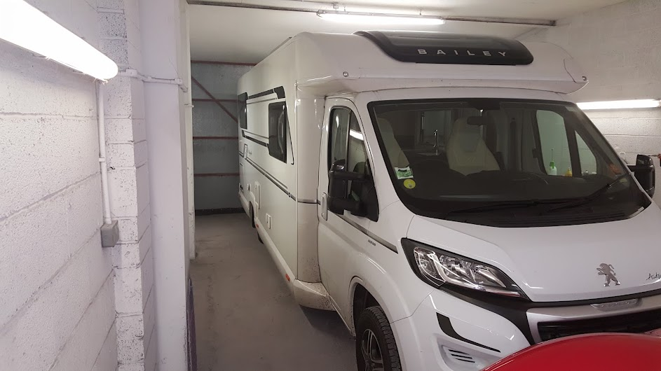 Bailey motorhome in the commercial spray booth area